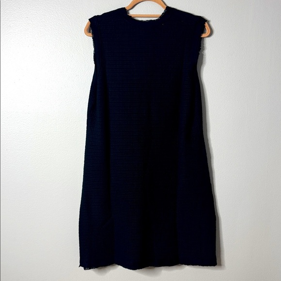 NWT Adrianna Papell Sweater Shift Dress Waffle Knit Sleeveless Mini Length Black - Picture 5 of 16